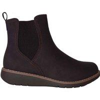 ABSOLUTE FOOTWEAR Women's Faux Leather Suede Gusset Wedge Ankle Boots in Brown | Size: 8