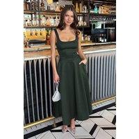 AX Paris Women's Forest Square Neck A-line Midi Dress in Green | Size: 8