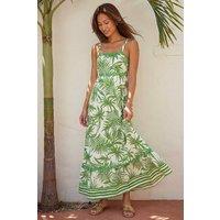 Roman Women's Leaf Print Ric Rac Maxi Dress in Green | Size: 12