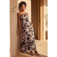 Roman Women's Floral Ric Rac Maxi Dress in Dark Brown | Size: 12