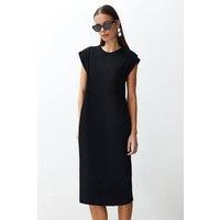 WOVCOR Women's Short Sleeve Shift T-Shirt Midi Dress in Black | Size: Small