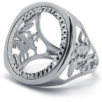 Jewelco London Men's Silver St George Dragon Slayer Full Sovereign Mount Ring | Size: W