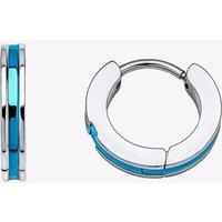 Fred Bennett Men's Stainless Steel Blue Stripe Huggie Hoop Earrings E6566L