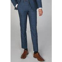 Paul Andrew Men's Viceroy Prince Of Wales Check Trousers in Blue | Size: 34R