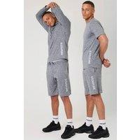 BCouture Men's Gym Shorts, Quarter-Zip Top & T-Shirt Set in Grey | Size: 2XL