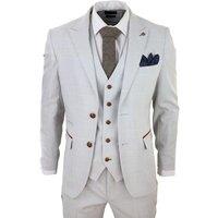 Paul Andrew Men's Mark - 3 Piece Tweed Check Suit in Cream | Size: 40R