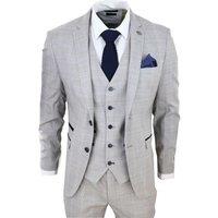 Paul Andrew Men's Hugo Grey 3 Piece Suit Navy Check Velvet | Size: 34R