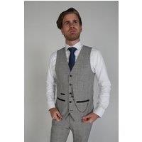 Paul Andrew Men's Hugo Check Waistcoat in Grey | Size: 46R