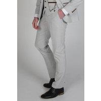 Paul Andrew Men's Mark Check Classic Trousers in Beige | Size: 32R
