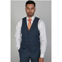 Paul Andrew Men's Viceroy Prince of Wales Check Waistcoat in Blue | Size: 42R