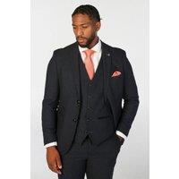 Paul Andrew Men's 3 Piece Suit Wool Blend Tweed Tailored Fit Formal Dress in Navy | Size: 38R