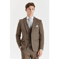 Paul Andrew Men's Suit 3 Piece Brown Wool Blend Tweed Tailored Fit Formal | Size: 52R