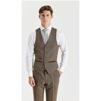 Paul Andrew Men's Waistcoat Wool Blend Tweed Tailored Fit Vest in Brown | Size: 40R