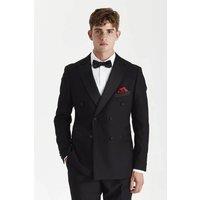 Paul Andrew Men's 2 Piece Double Breasted Tuxedo Wedding Suit in Black | Size: 36R