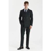 Paul Andrew Men's 2 Piece Suit Prince Of Wales Checked Double Breasted in Dark Green | Size: 50R
