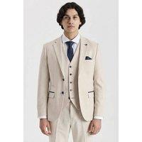 Paul Andrew Men's Regent 3 Piece Suit Prince Of Wales Check Tailored Fit Formal Dress in Cream | Size: 44R
