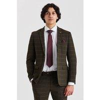 Paul Andrew Men's Blazer Tweed Herringbone Check Wool Blend Sport Coat in Green | Size: 52R