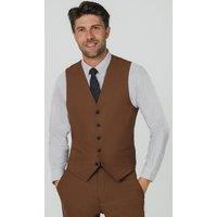 Dobell Men's Mid Brown Twill Waistcoat | Size: 3XL