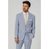 Dobell Men's Light Blue Hopsack 2 Piece Suit with Peak Lapel | Size: 40R