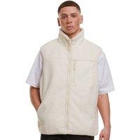 Build Your Brand Men's Bonded Sherpa Gilet in Off-White | Size: XL