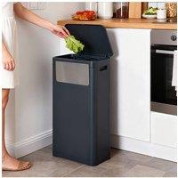 Living and Home 25L Plastic Rubbish Bin with Top and Side Opening in Black