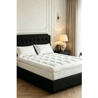 ExtraStar Comfortable Quilted Mattress Topper in White | Size: King