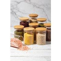 ExtraStar 10-PCS Glass Storage Containers with Bamboo Lids in Clear
