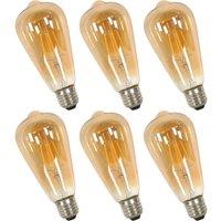 COMELY 4W Vintage Edison Bulb ST64 E27 220V 3000K Warm White 6 Pack in Brown