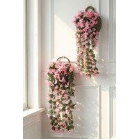 Living and Home Pink Artificial Flowers Wall Hanging Four-Petal Violet Fake Flowers for Wedding, Home & Garden Decoration