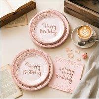 Living and Home 60-Piece Disposable Birthday Party Paper Tableware Set in Baby Pink