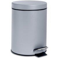 Harbour Housewares 3L Round Bathroom Pedal Bin - Stainless Steel Slim Rubbish Dustbin in Grey