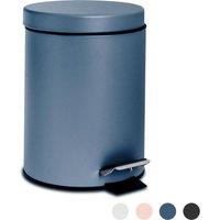 Harbour Housewares 3L Round Bathroom Pedal Bin - Stainless Steel Slim Rubbish Dustbin in Blue