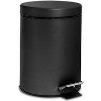 Harbour Housewares 3L Round Bathroom Pedal Bin - Stainless Steel Slim Rubbish Dustbin in Black