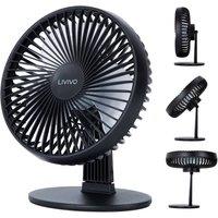 LIVIVO 6 Inch USB Desk Fan 3 Speed Compact Cooling Fan Black