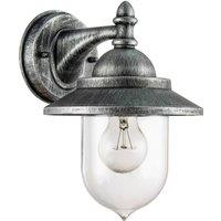 Happy Homewares Classic Style Outdoor Wall Lamp Lantern in Brushed Black Silver with Clear Shade