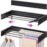 ATEK Wall Mounted Clothes Airer Foldable Clothes Drying Rack 100cm Black