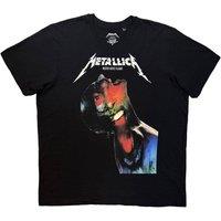 Rock Off officially Licensed Products Metallica Moth Into Flame Jumbo Print T-Shirt in Black | Size: Large
