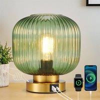 Harper Living Table Lamp, Touch Control Dimmable E27 Desk Lamp, Green Glass Shade