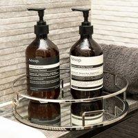 Madison & Mayfair Geometric Style Round Mirrored Tray - Silver Frame