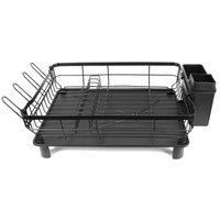 KDMD Black Stainless Steel Dish Drying Rack Drip Tray Holder