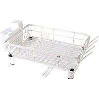 KDMD Stainless Steel Dish Drying Rack with Drip Tray Utensil Holder in White