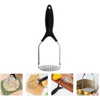 KDMD Stainless Steel Heat Resistant Potato Masher with Hanging Hook in Black