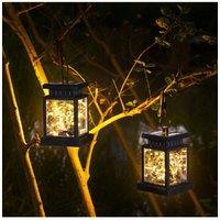 KDMD Solar Peg Clip Lantern Fairy Lights Outdoor Garden Decoration in Black