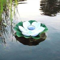 Quipulse Solar-powered Lotus Flower Pond Lights in White