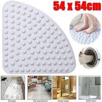 VOGREX Corner Bath Shower Mat Non Slip Quadrant Sector Anti-Bacterial Mat in Grey