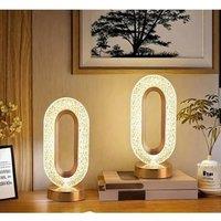 NESTLUNE USB LED Crystal Table Lamp Touch Dimmable Bedside Night Light in Gold