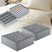SPETLEK 2 Set Foldable Bra Drawer Organiser Storage in Grey | Size: Large