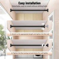 EONLION 90-Extendable Telescopic Shower Curtain Pole Rail in Black