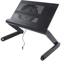 NESTLUNE Adjustable Folding Laptop Bed Desk With Built-in Cooling Fan in Black | Size: 0.6m2