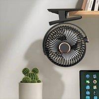 NESTLUNE 5 Speed 1200mAh USB Rechargeable Clip On Mini Desk Cooling Fan in Black